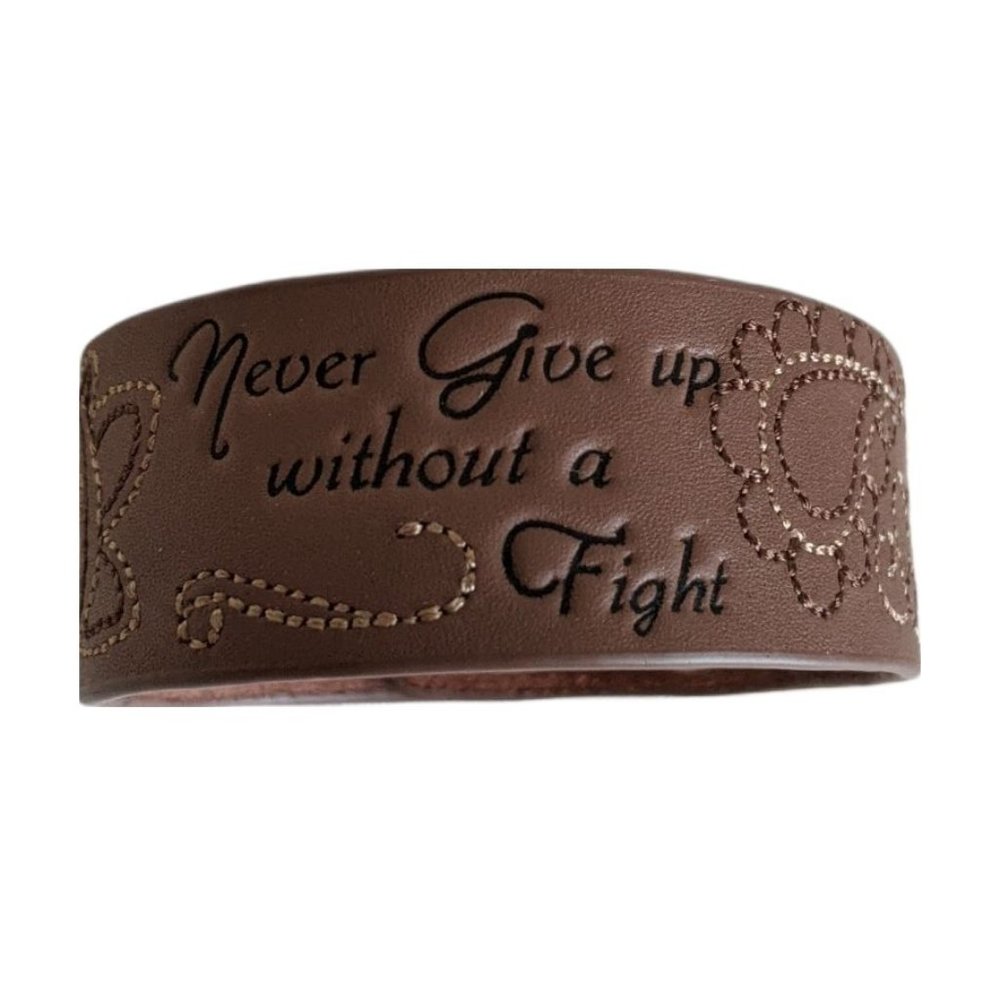 Layla Never Give Up Leather Bracelet Brown 7" / 8" NIP NEW IN PACKAGE